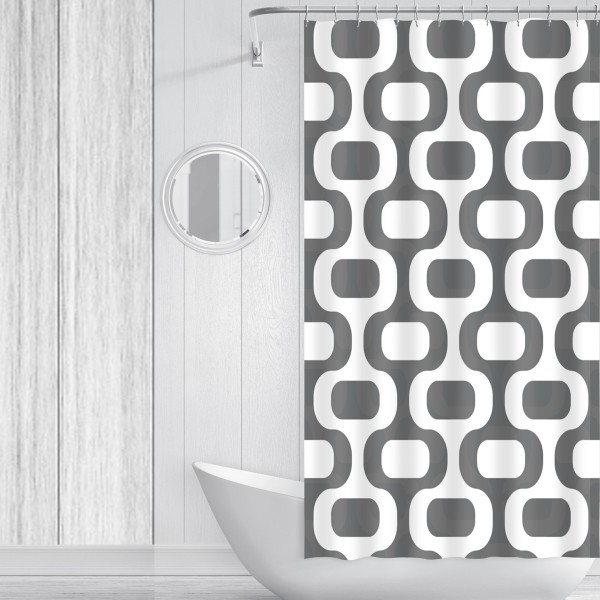 Shower Curtain 70x72 Retro Geo Microfiber