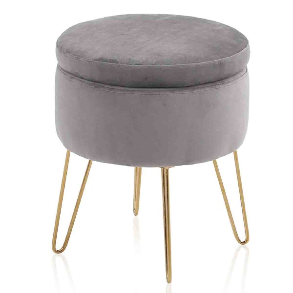 Atelier du Nord - Stool With Storage - Gold Metal Legs