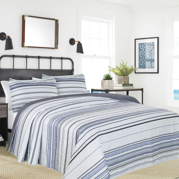 Coastal - Stripe MF Grey Quilt Set