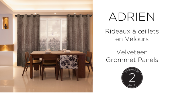 ADRIEN | Panneaux à œillets en velours | 52 x 84