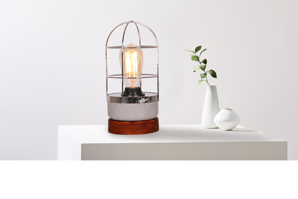 Lampe de table en cage en béton