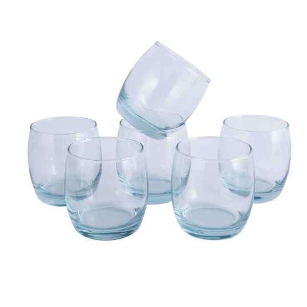 S/6 Glass Blue Bottom Agua 10 Oz