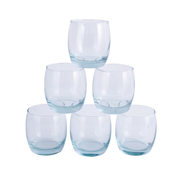 S/6 Glass Blue Bottom Agua 10 Oz