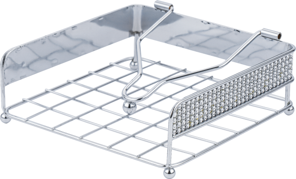 Porte-mouchoirs en chrome avec décoration en faux diamants