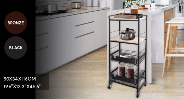 Atelier Du Nord - 4-tier Kitchen Storage Unit With Wheels