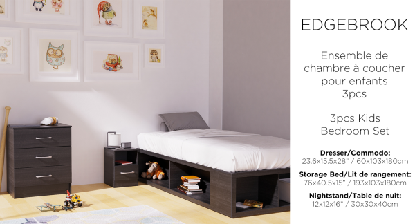 Edgebrook - Ensemble de chambre à coucher 3 pièces pour enfants