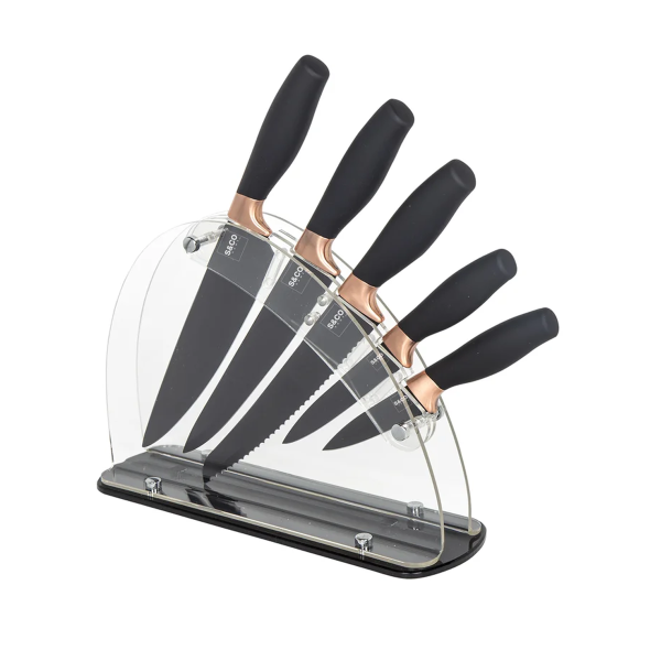 Knife 6pc Set Black With acrylic Stand