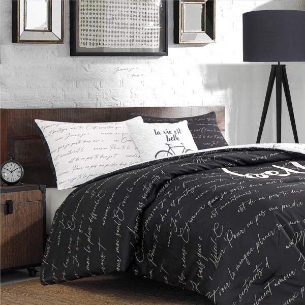 La Vie Est Belle - Comforter Set Black White