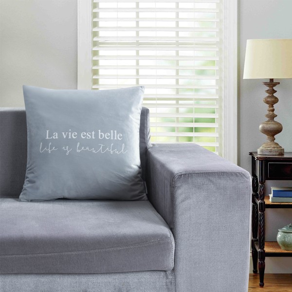 La Vie Est Belle - Velvet Cushion 18x18
