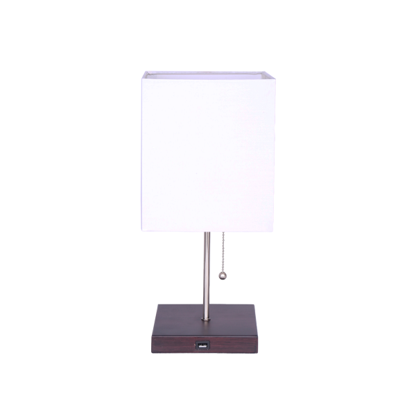 Lamp USB Wood Base 7x7x16