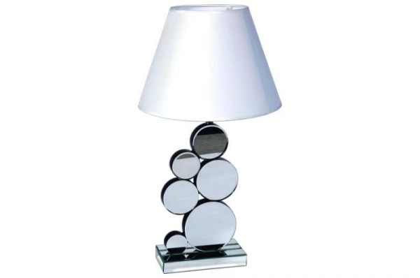 Silver Mirror Table Lamp White Fabric Lampshade 76.2*58.4