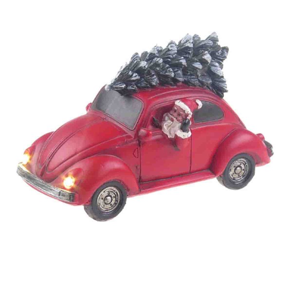 Lauren Taylor - Noël Père Noël Voiture vintage avec sapin à led