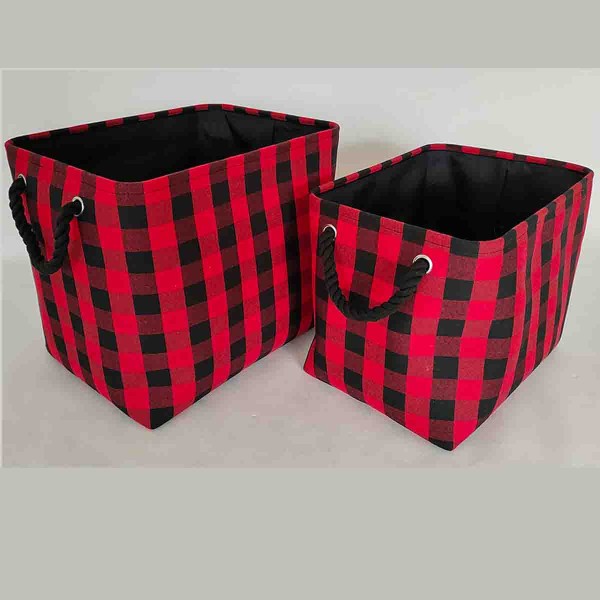 Lauren Taylor- Canvas Buffalo Plaid Baskets