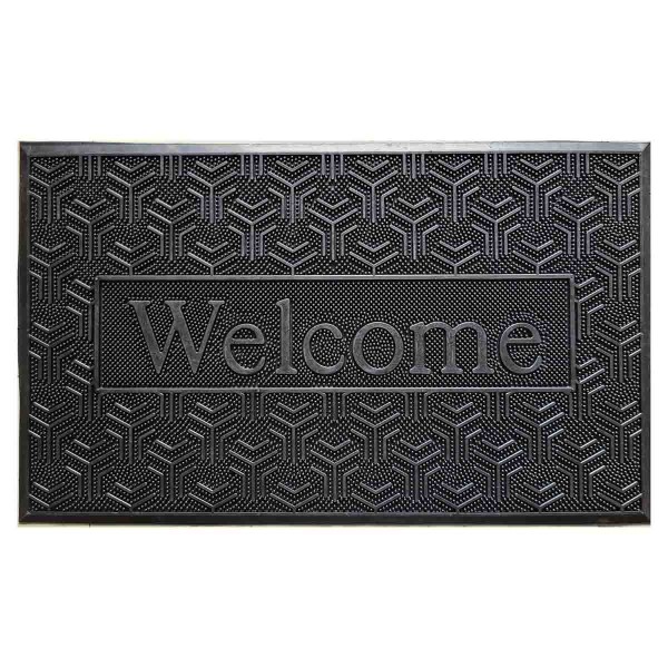 LAUREN TAYLOR- RUBBER WELCOME MAT BLACK 18x30