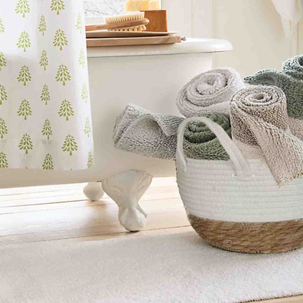 Lauren Taylor- Panier rond en corde blanc