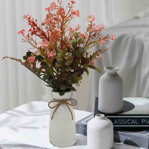 Lauren Taylor - Bouquet Artificiel Rose dans un Vase en Céramique Blanc
