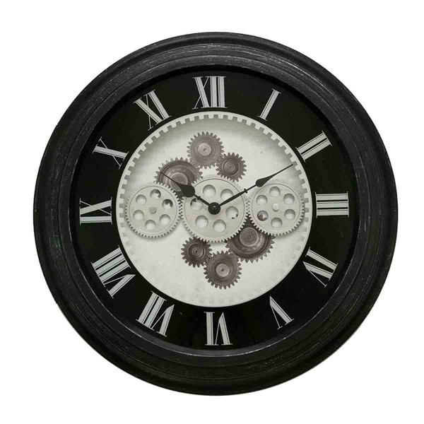 LAUREN TAYLOR - LARGE BLACK 52.5CM WALL CLOCK WITH MOVING