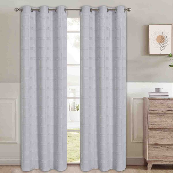 LAUREN TAYLOR - WILLOW 2PK Flocked Grid Grommet Panels