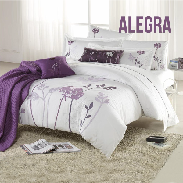 Comforter Set Alegra 5pc Full Lavendar Embroidered