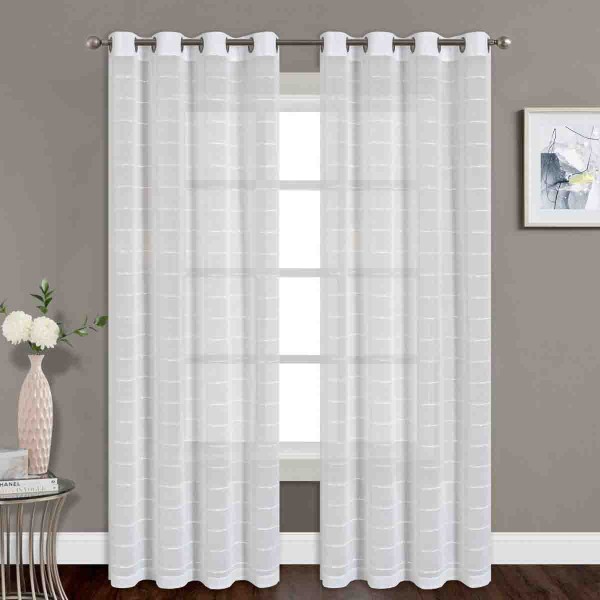 2pk Panneau Grommet Layla Blanc Faux lin transparent