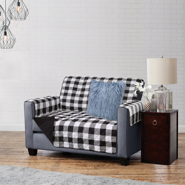 Hudson - Reversible Quilted Loveseat Protector Black