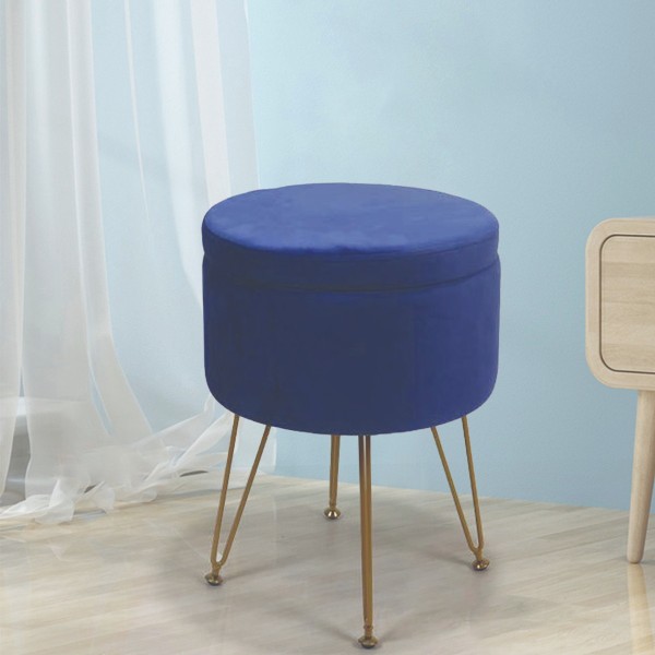 Atelier Du Nord - Velvet Storage Ottoman With Wood Legs