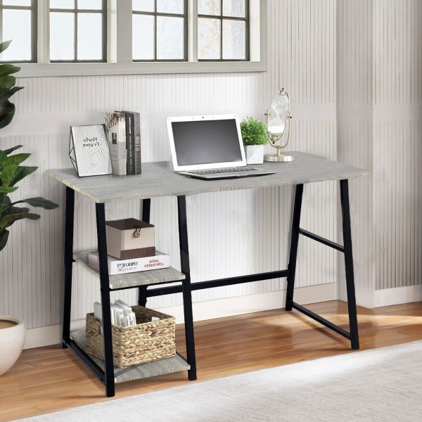 Mcghee - Table/bureau avec 2 étagères en composite