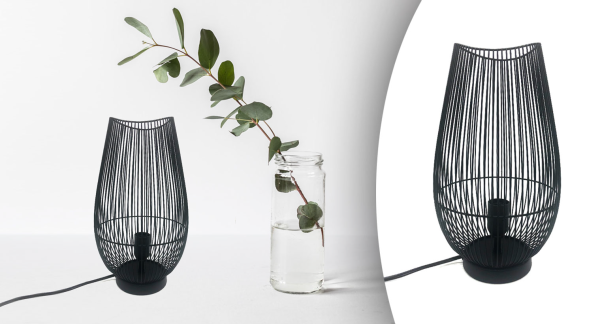 Grande lampe en fil de métal noir