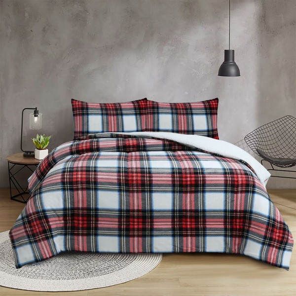MICHAEL Plaid FLeece Sherpa Comforter Set