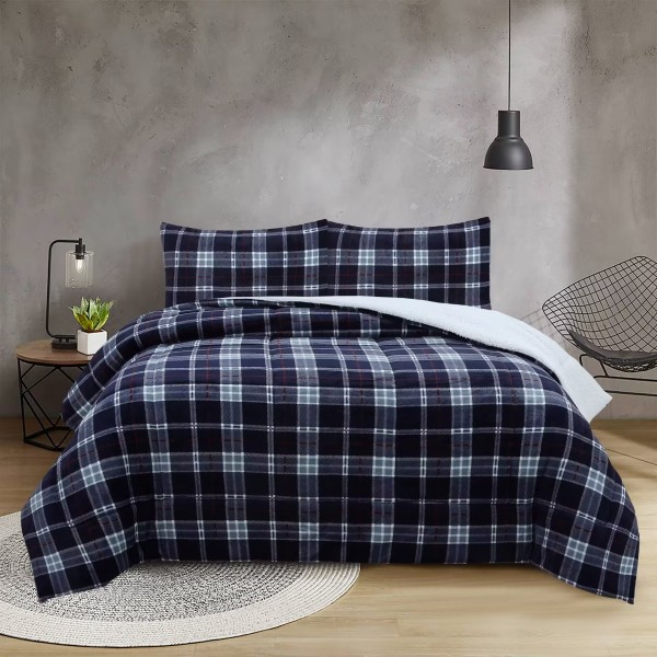 MICHAEL Plaid FLeece Sherpa Comforter Set