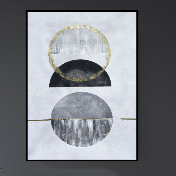 Toile imprimée 60 x 90 cm | Demi-lune dorée/noire