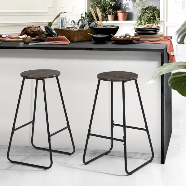 Morag Dkbrown Bar Stool W/metal Frame 45.7x45.7x71cm