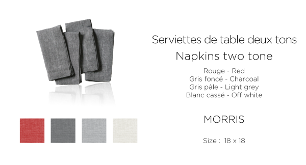 LAUREN TAYLOR - Serviettes de table Morris Deux tons