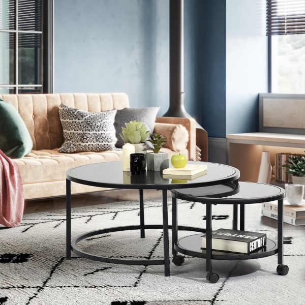 Atelier Du Nord - Table basse Neka 2pcs avec cadre en métal
