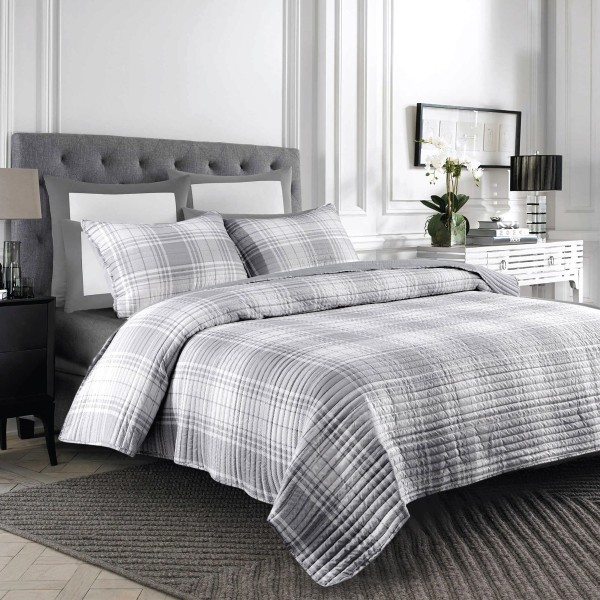 Nicole - 3 Piece Reversible Plaid Quilt Set