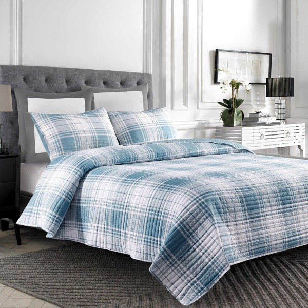 Nicole - 3 Piece Reversible Plaid Quilt Set