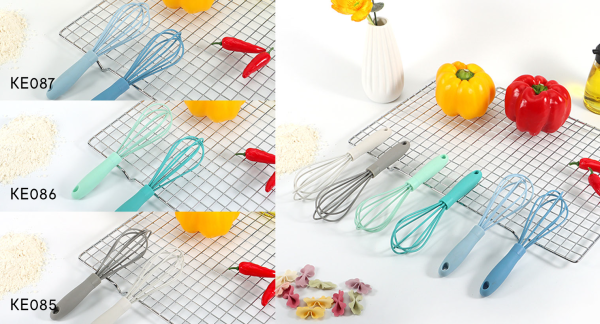 Ensemble 2 pièces de mini fouets en silicone 7 bleu