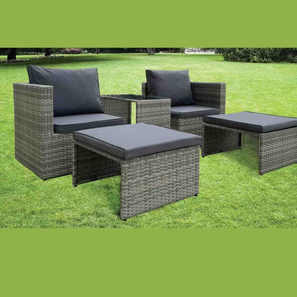 5 Piece Rattan Wicker Patio Set with Cushions