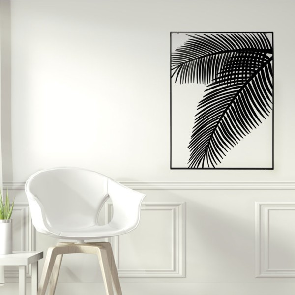 Metal Wall Art Black Leaf