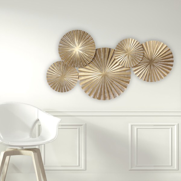 Déco cercle murale en métal beige