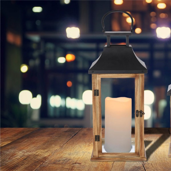 Vintage Wood Lantern Black