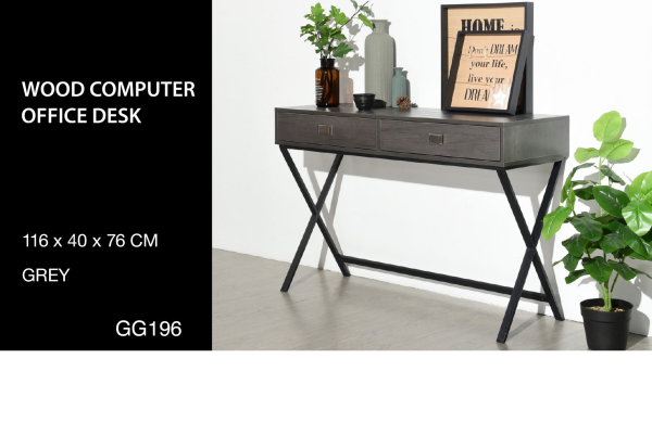 Computer Office Desk Ihorst Grey With Metal Frame
