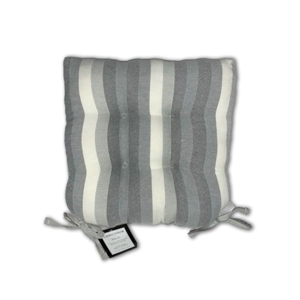 Chair Pad 17x17 Reid Grey Stripe