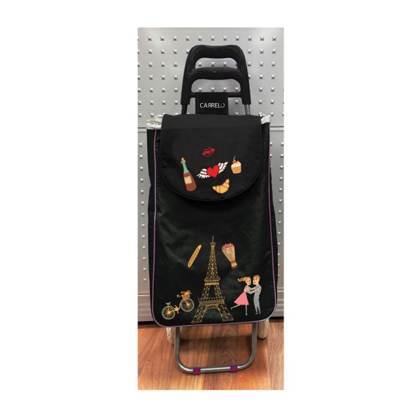 Shopping Trolley Bag Blk & Paris