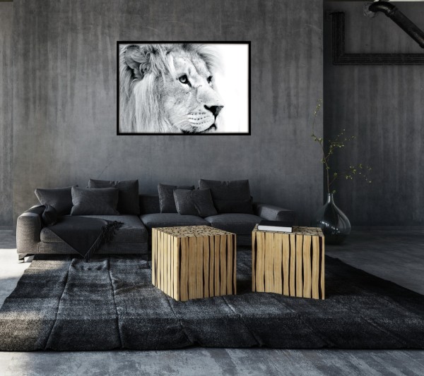 Canvas Framed 60x90 Lion Face