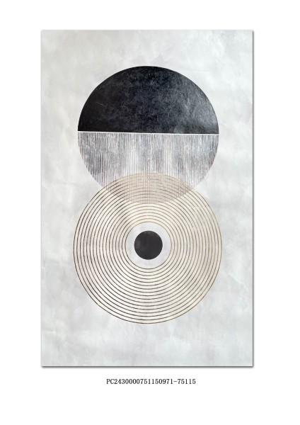 Toile imprimée 75 x 115 cm | Cercles abstraits noir/doré
