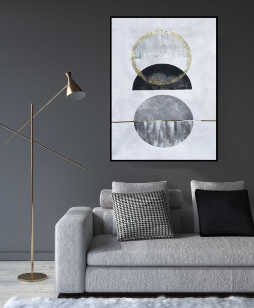 Toile imprimée 60 x 90 cm | Demi-lune dorée/noire