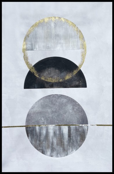 Toile imprimée 60 x 90 cm | Demi-lune dorée/noire