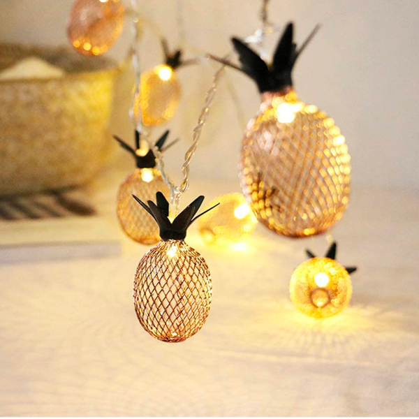 Pineapple Garland 10 Led Gold Green 4cm