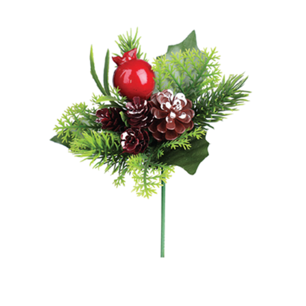 Decorated Pine Pick With Plastic Pinecone